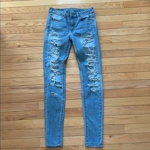 American Eagle: light wash distressed jeans